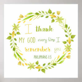 Pôster cartaz de versículo bíblico filipenses com aquarel