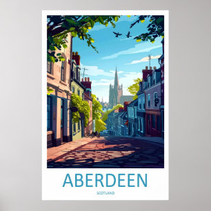 Poster Cartaz de Viagem Aberdeen Parque Esqui Antigo Naci