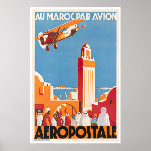 Poster Cartaz de Viagem Aeropostale Arte Marroquina Marro
