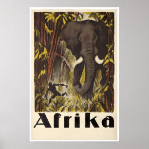 Poster Cartaz de Viagem África Arte Africana Jungle Elefa