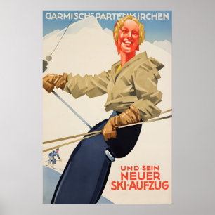 Poster Cartaz de Viagem Alemanha Esqui Esquiando
