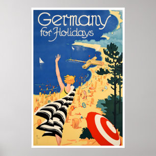 Poster Cartaz de Viagem Alemanha Praias Alemãs Arte Vinta