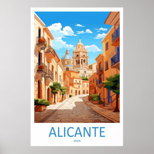 Poster Cartaz de Viagem Alicante Espanha Vintage Esqui Na
