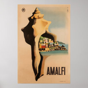 Poster Cartaz de Viagem Amalfi Itália Arte Italiana