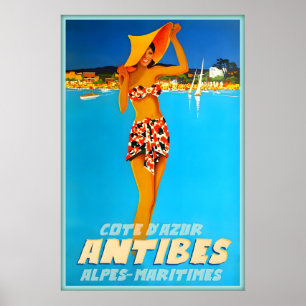 Poster Cartaz de Viagem Antibes Cote D'Azur França