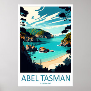 Poster Cartaz de Viagem Antigo Abel Tasman Esqui Nacional