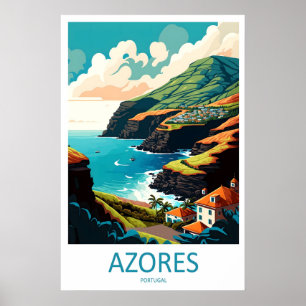 Poster Cartaz de Viagem Antigo Açores Esqui Parque Nacion