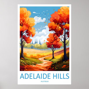 Poster Cartaz de Viagem Antigo Adelaide Hills Esqui Nacio
