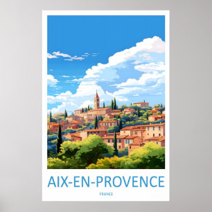 Poster Cartaz de Viagem Antigo Aix En Provence Esqui Naci