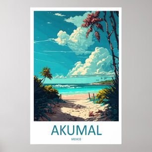 Poster Cartaz de Viagem Antigo Akumal Parque Nacional de 