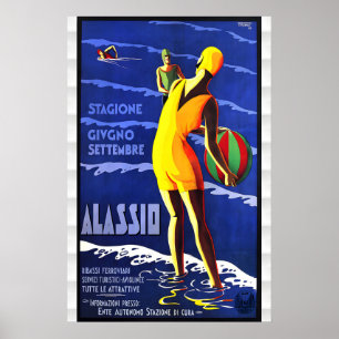Poster Cartaz de Viagem Antigo Alassio Itália