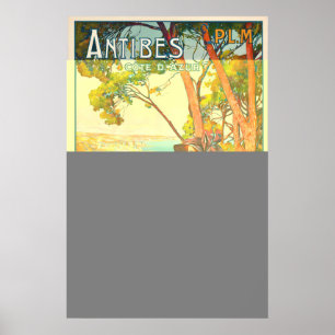 Poster Cartaz de Viagem Antigo Antibes Côte d’Azur França