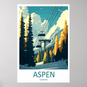 Poster Cartaz de Viagem Antigo Aspen Esqui Parque Naciona