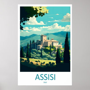 Poster Cartaz de Viagem Antigo Assisi Parque Nacional de