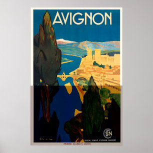 Poster Cartaz de Viagem Antigo Avignon Provence França