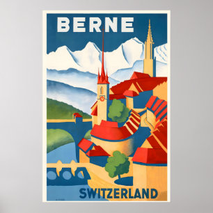 Poster Cartaz de Viagem Antigo Berna Suíça