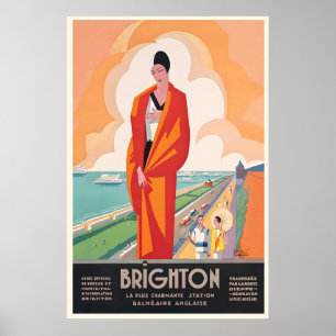 Poster Cartaz de Viagem Antigo Brighton Inglaterra Reino 