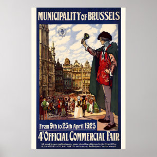 Poster Cartaz de Viagem Antigo Bruxelas Bélgica