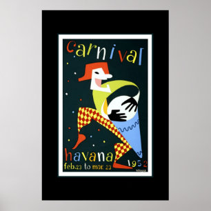 Poster Cartaz de Viagem Antigo Carnaval Cuba Havana