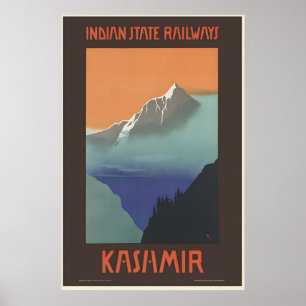 Poster Cartaz de Viagem Antigo Caxemira Índia
