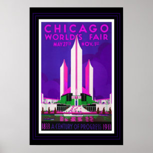 Poster Cartaz de Viagem Antigo Chicago Feira Mundial Reco