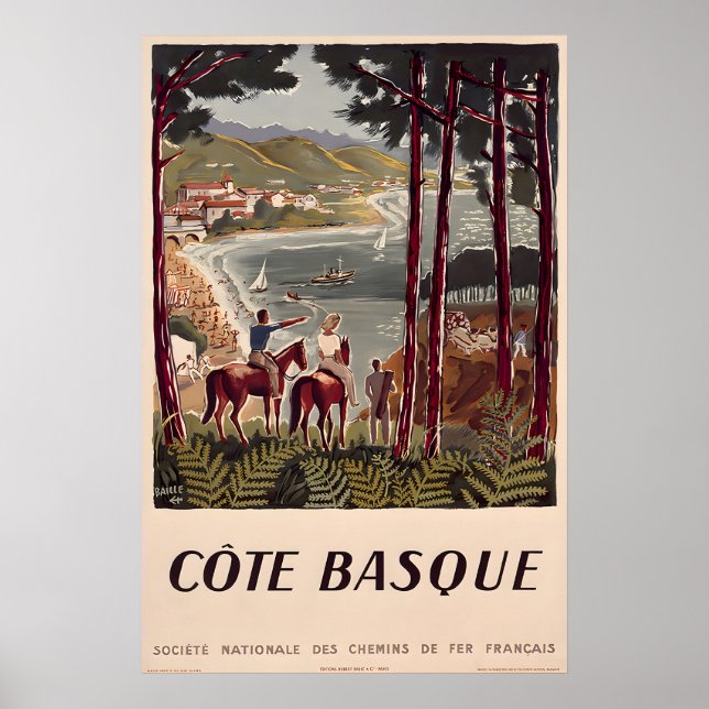 Poster Cartaz de Viagem Antigo Côte Basque (Frente)