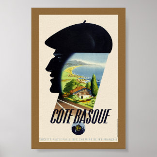 Poster Cartaz de Viagem Antigo Côte Basque França