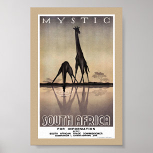 Poster Cartaz de Viagem Antigo da África do Sul Restaurad