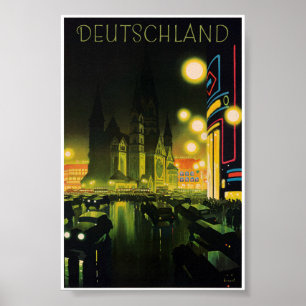 Poster Cartaz de Viagem Antigo da Alemanha Restaurado