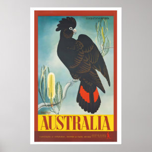 Poster Cartaz de Viagem Antigo da Austrália - Moldura Se