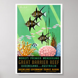 Poster Cartaz de Viagem Antigo da Austrália Restaurado