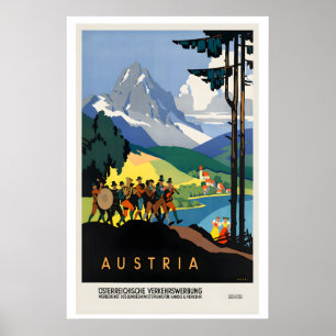 Poster Cartaz de Viagem Antigo da Áustria - Moldura Sem