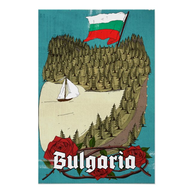 Pôster Cartaz de Viagem Antigo da Bulgária (Frente)