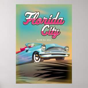 Poster Cartaz de viagem antigo da cidade da Flórida