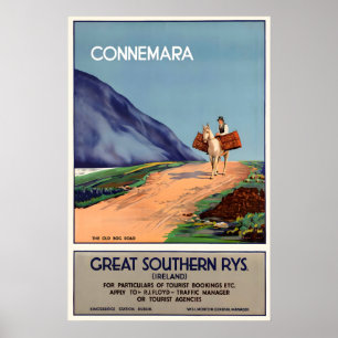 Poster Cartaz de Viagem Antigo da Connemara Irlanda