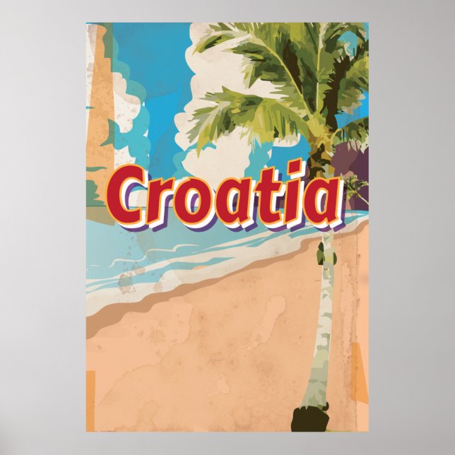 Pôster Cartaz de viagem antigo da Croácia (Frente)