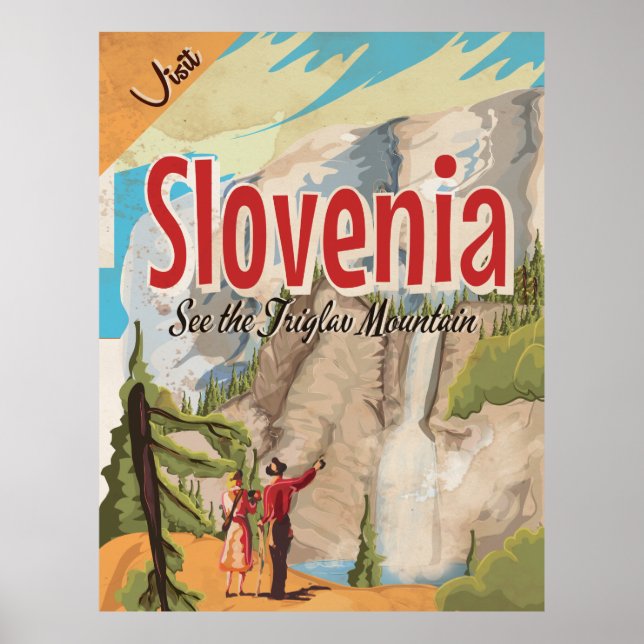 Poster Cartaz de Viagem Antigo da Eslovênia (Frente)
