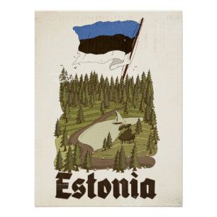 Pôster Cartaz de Viagem Antigo da Estônia