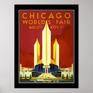 Poster Cartaz de Viagem Antigo da Feira Mundial de Chicag