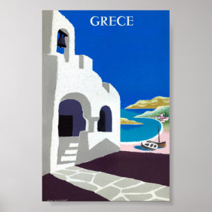Poster Cartaz de Viagem Antigo da Grécia Restaurado