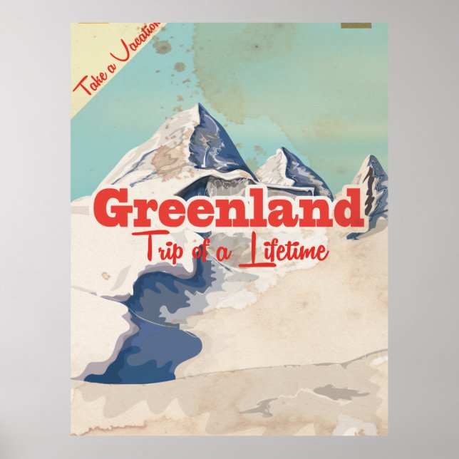 Pôster Cartaz de viagem antigo da Groenlândia (Frente)