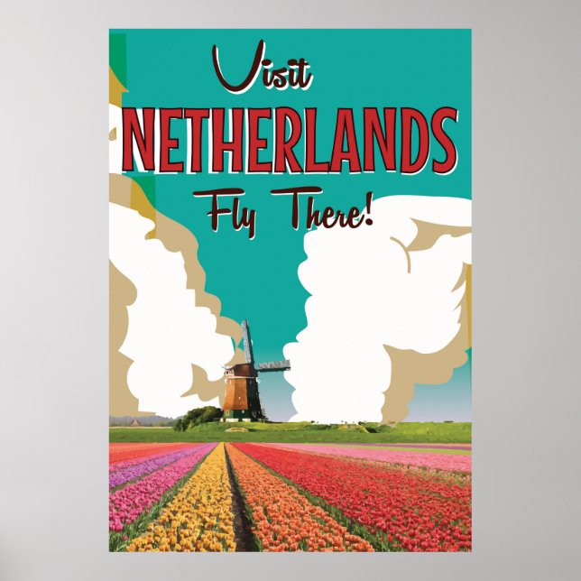 Pôster cartaz de viagem antigo da Holanda (Frente)