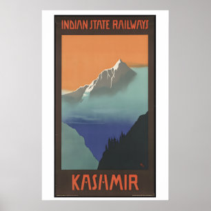 Poster Cartaz de Viagem Antigo da Índia Caxemira - Enquad