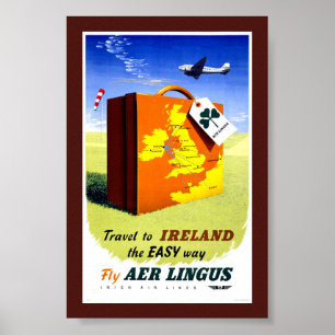 Poster Cartaz de Viagem Antigo da Irlanda Restaurado