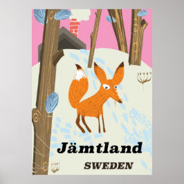 Pôster Cartaz de viagem antigo da Jämtland Suécia