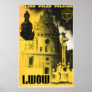 Poster Cartaz de Viagem Antigo da Polônia Lwow Arte de Pa