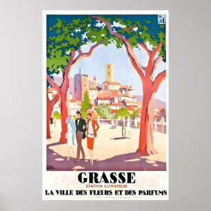 Poster Cartaz de Viagem Antigo da Riviera Francesa Grasse