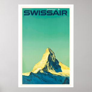 Poster Cartaz de Viagem Antigo da Suíça - Enquadrado