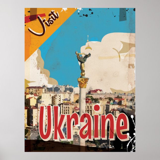 Poster Cartaz de Viagem Antigo da Ucrânia (Frente)