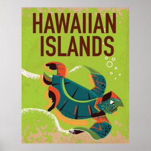 Pôster Cartaz de Viagem Antigo das Ilhas Havaianas.